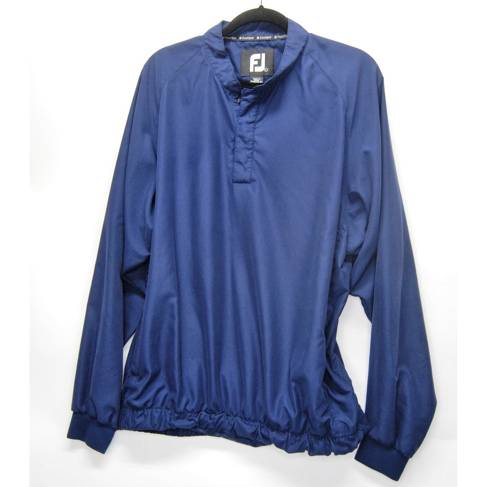 Footjoy Mens Blue 1/2 Snap Button Large Pullover Golf Jacket Shirt (C3)